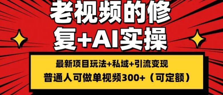 修复老视频的玩法，搬砖+引流的变现(可持久)，单条收益300+【揭秘】-川川创富网