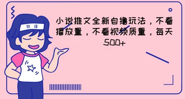 小说推文全新自撸玩法，不看播放量，不看视频质量，每天500+【揭秘】-川川创富网