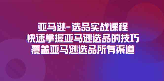 亚马逊选品实战课程，快速掌握亚马逊选品的技巧，覆盖亚马逊选品所有渠道-川川创富网