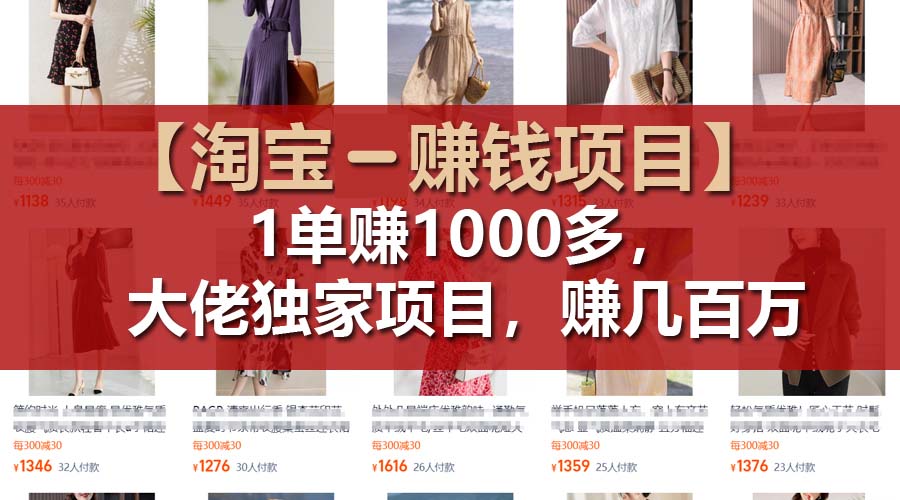 （11685期）【淘宝赚钱项目】1单可赚1000多，大佬独家项目，年赚几百万-川川创富网