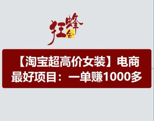 淘宝超高价女装项目，电商最好赛道，一单赚1000多-川川创富网