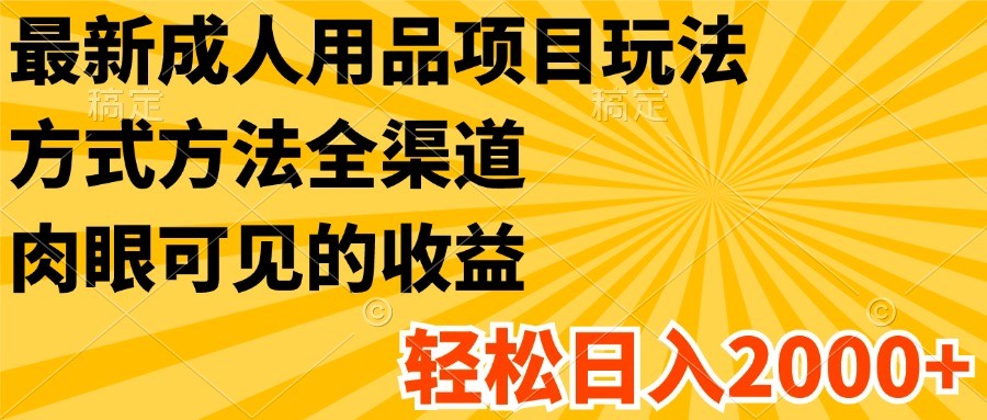 最新成人用品项目玩法，方式方法全渠道，肉眼可见的收益，轻松日入2000+-川川创富网
