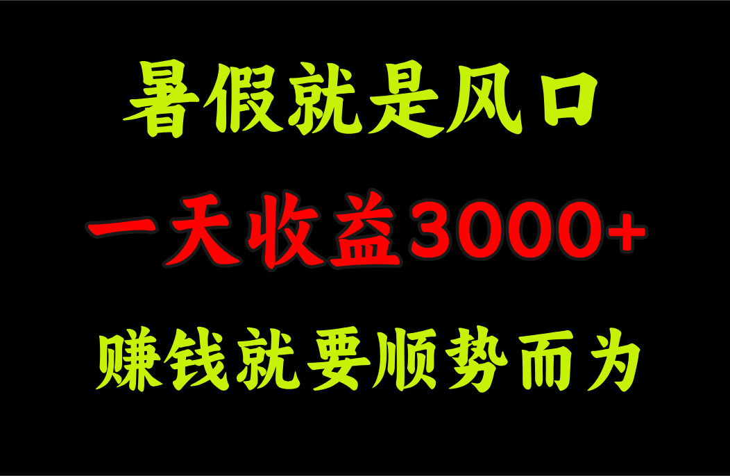 （11670期）一天收益3000+ 赚钱就是顺势而为，暑假就是风口-川川创富网