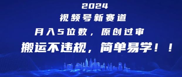 2024视频号新赛道，月入5位数+，原创过审，搬运不违规，简单易学【揭秘】-川川创富网