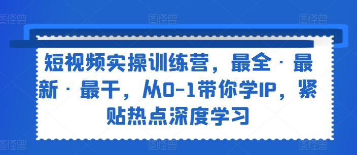 短视频实操训练营，最全·最新·最干，从0-1带你学IP，紧贴热点深度学习-川川创富网
