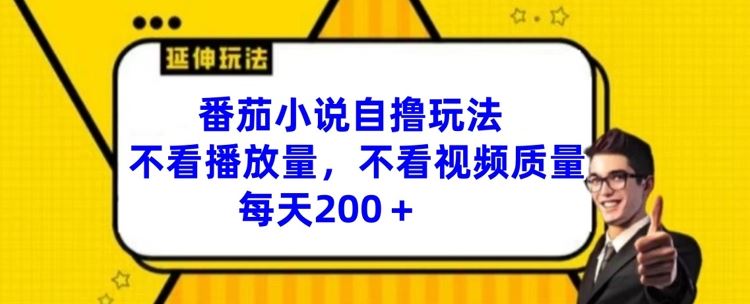 番茄小说自撸玩法，不看播放量，不看视频质量，每天200+【揭秘】-川川创富网