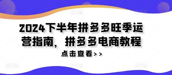 2024下半年拼多多旺季运营指南，拼多多电商教程-川川创富网