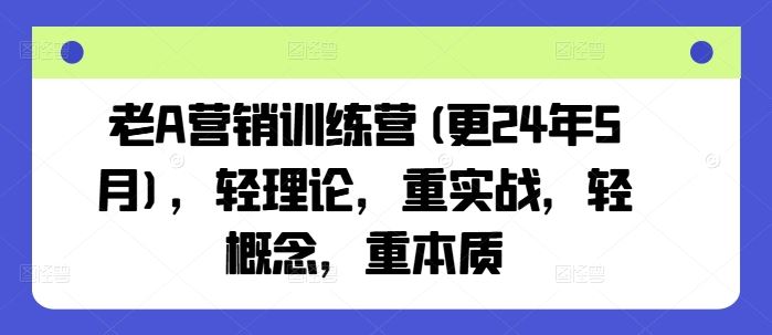 老A营销训练营(更24年7月)，轻理论，重实战，轻概念，重本质-川川创富网