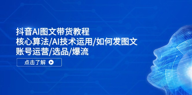 抖音AI图文带货教程：核心算法/AI技术运用/如何发图文/账号运营/选品/爆流-川川创富网