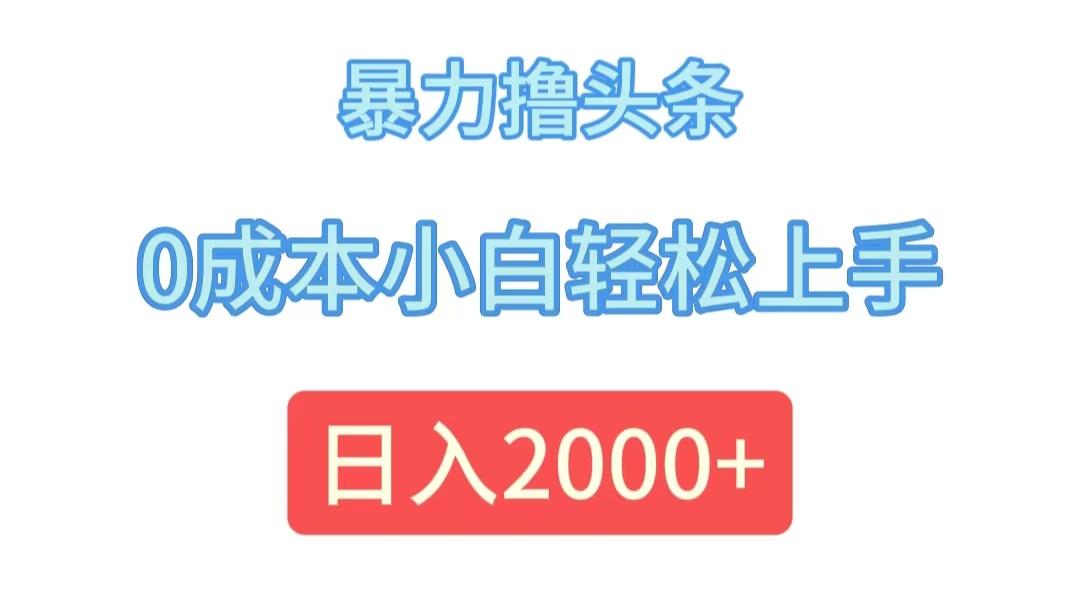 （12068期）暴力撸头条，0成本小白轻松上手，日入2000+-川川创富网