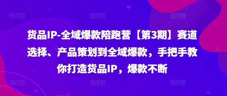 货品IP全域爆款陪跑营【第3期】赛道选择、产品策划到全域爆款，手把手教你打造货品IP，爆款不断-川川创富网