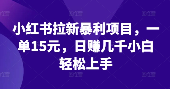 小红书拉新暴利项目，一单15元，日赚几千小白轻松上手-川川创富网