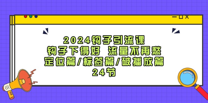 2024钩子引流课：钩子下得好流量不再愁，定位篇/标签篇/破播放篇/24节-川川创富网