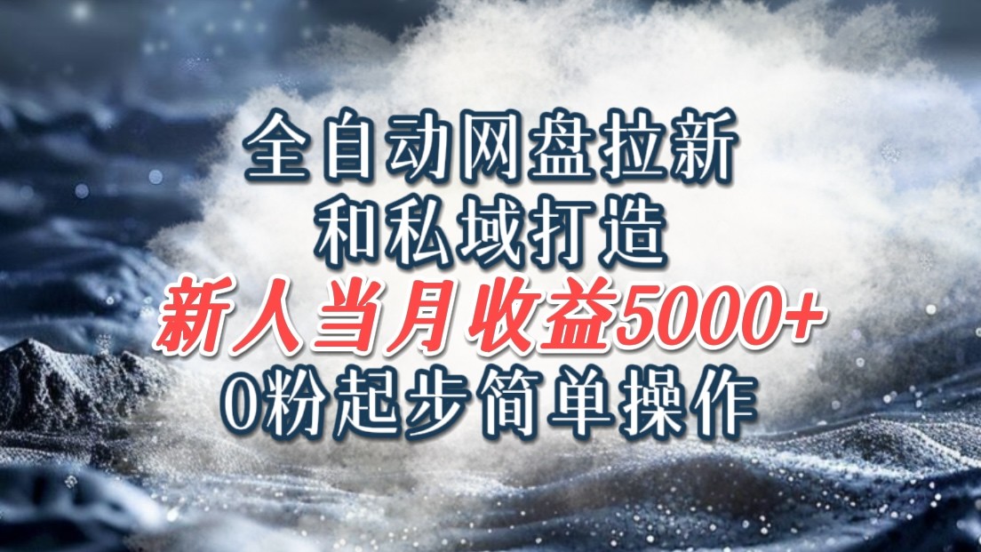 全自动网盘拉新和私域打造，0粉起步简单操作，新人入门当月收益5000以上-川川创富网