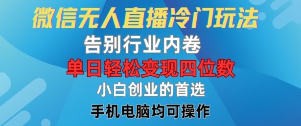 微信无人直播冷门玩法，告别行业内卷，单日轻松变现四位数，小白的创业首选【揭秘】-川川创富网