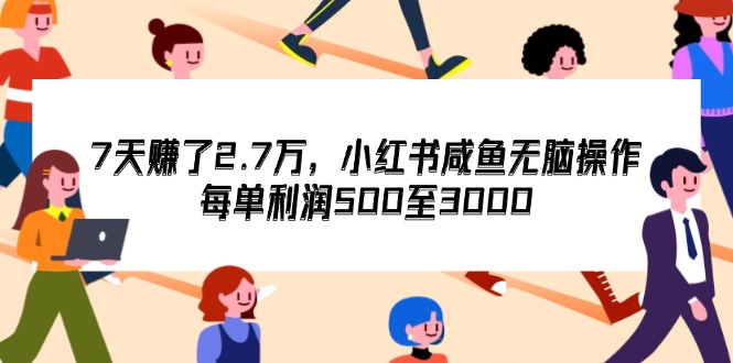 （12192期）7天收了2.7万，小红书咸鱼无脑操作，每单利润500至3000-川川创富网