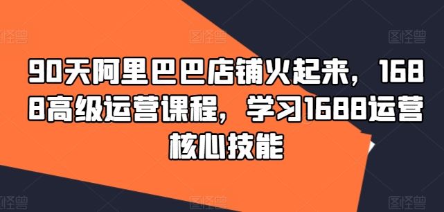 90天阿里巴巴店铺火起来，1688高级运营课程，学习1688运营核心技能-川川创富网
