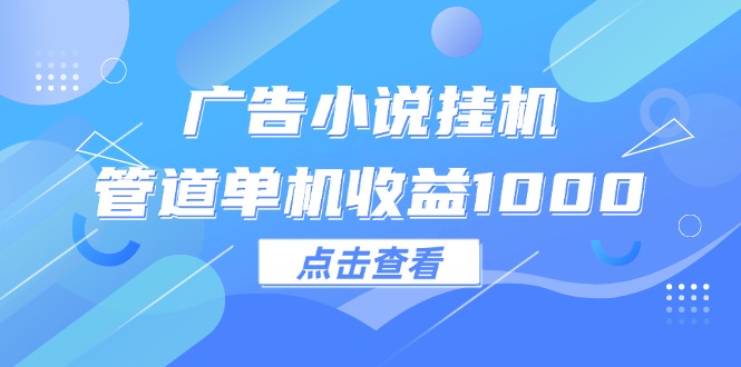 （12198期）广告小说挂机管道单机收益1000+-川川创富网