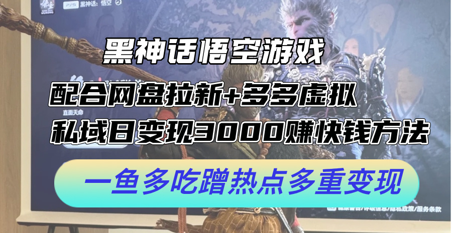 （12316期）黑神话悟空游戏配合网盘拉新+多多虚拟+私域日变现3000+赚快钱方法。…-川川创富网