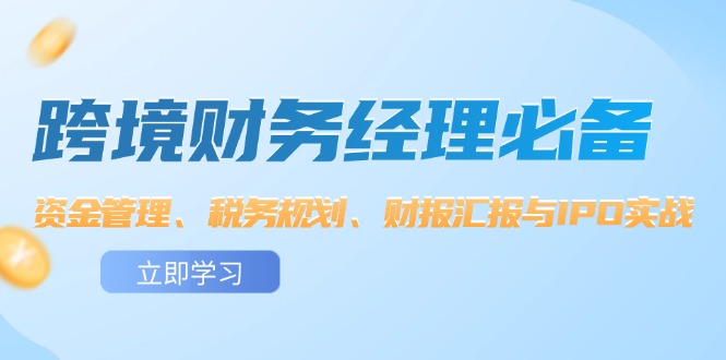（12323期）跨境 财务经理必备：资金管理、税务规划、财报汇报与IPO实战-川川创富网