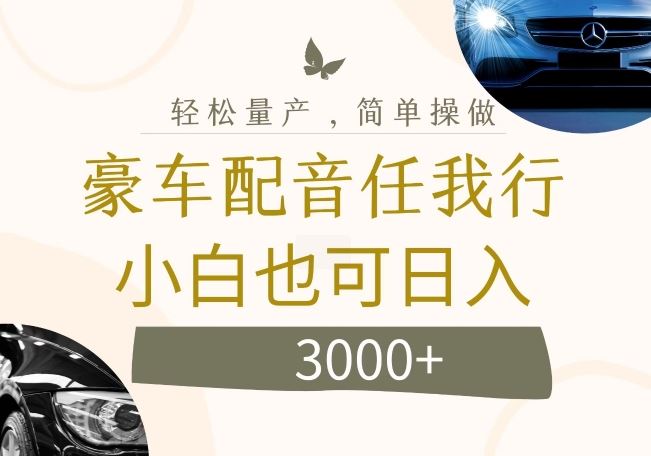 不为人知的暴力小项目，豪车配音，日入几张【揭秘】-川川创富网