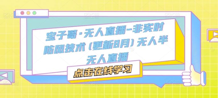 宝子哥·无人直播-非实时防风技术(更新8月)无人半无人直播-川川创富网