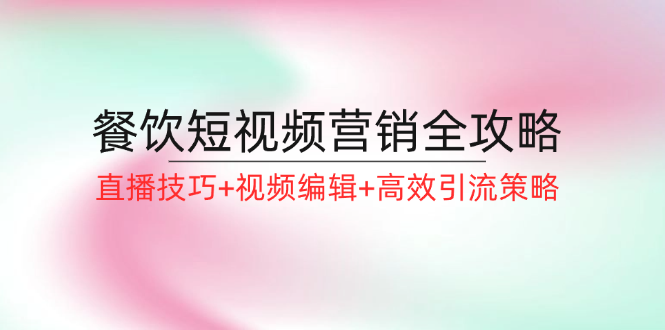 餐饮短视频营销全攻略：直播技巧+视频编辑+高效引流策略-川川创富网