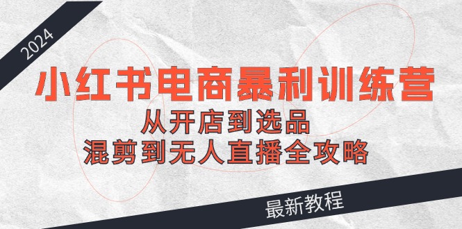 2024小红书电商暴利训练营：从开店到选品，混剪到无人直播全攻略-川川创富网