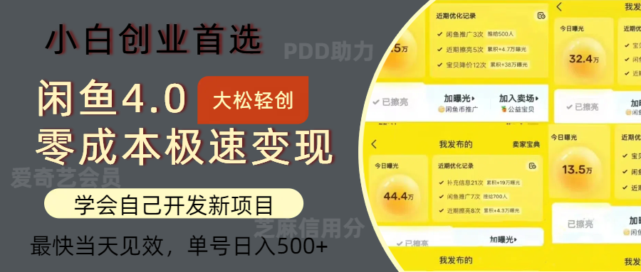 （12434期）闲鱼0成本极速变现项目，多种变现方式 单号日入500+最新玩法-川川创富网