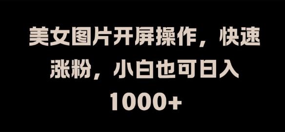 美女图片开屏操作，快速涨粉，小白也可日入1k【揭秘】-川川创富网
