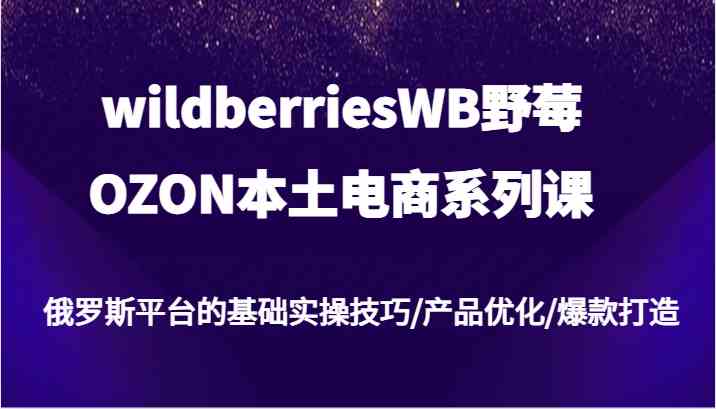 wildberriesWB野莓/OZON本土电商系列课，俄罗斯平台的基础实操技巧/产品优化/爆款打造-川川创富网