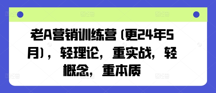老A营销训练营(更24年9月)，轻理论，重实战，轻概念，重本质-川川创富网