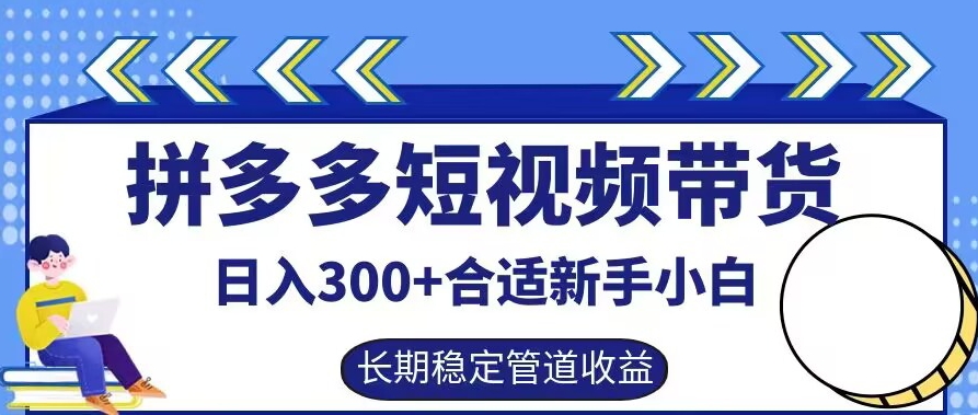 拼多多短视频带货日入300+有长期稳定被动收益，合适新手小白【揭秘】-川川创富网