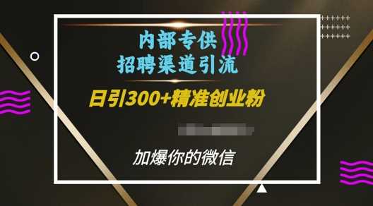 内部招聘渠道日引流300+创业粉，加爆你的微信【揭秘】-川川创富网