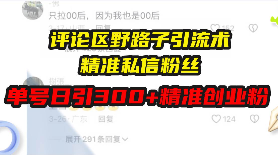 （13676期）评论区野路子引流术，精准私信粉丝，单号日引流300+精准创业粉-川川创富网