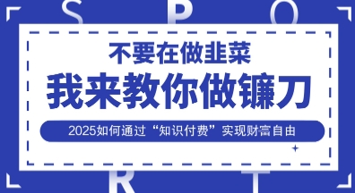 韭菜生涯终结者，我来教你做镰刀，2025如何通过“知识付费”实现财F自由【揭秘】-川川创富网