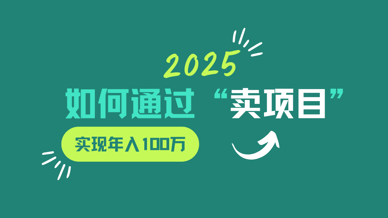 2025年如何通过“卖项目”实现年入100w-川川创富网