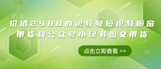 价值2980的视频号短视频橱窗带货和公众号小绿书图文带货-川川创富网