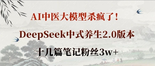 AI中医大模型杀疯了！DeepSeek中式养生2.0版本，十几篇笔记粉丝3w+-川川创富网