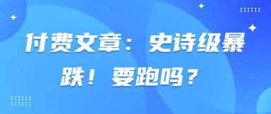 付费文章：史诗级暴跌！要跑吗？-川川创富网