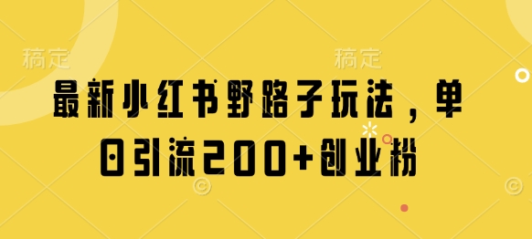 最新小红书野路子玩法，单日引流200+创业粉-川川创富网
