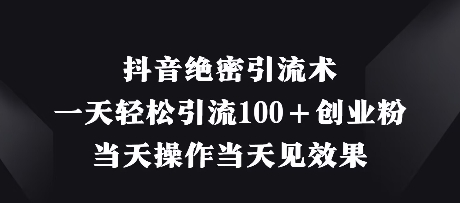 抖音绝密引流术，一天轻松引流100+创业粉，当天操作当天见效果-川川创富网