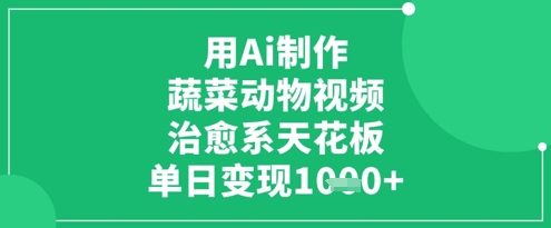 用Ai制作蔬菜动物视频，治愈系天花板，单日变现1k-川川创富网