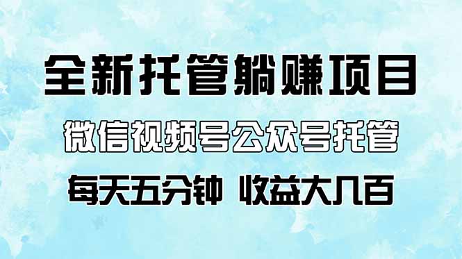 全新托管躺赚项目，微信视频号公众号托管代运营，每天五分钟，收益大几百-川川创富网