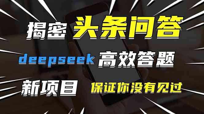 头条问答，刚出的新玩法！保证你没见过！用DeepSeek去高效答题，一个账…-川川创富网