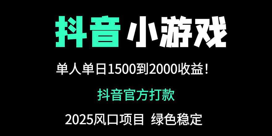 抖音官方小游戏2025全网最新玩法，暴利赚钱项目，单机日入2000+-川川创富网