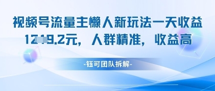 视频号流量主懒人新玩法，一天收益1k，人群精准收益高-川川创富网