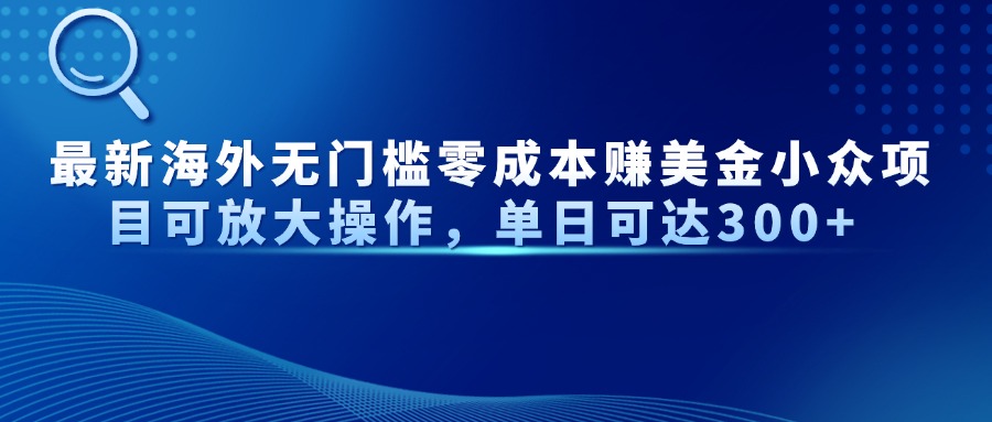 最新海外无门槛零成本赚美金小众项目可放大操作，单日可达300+-川川创富网