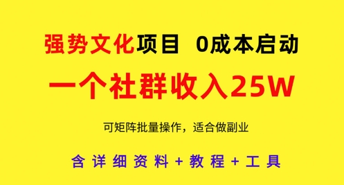 强势文化项目，一个社群收入25个W，0成本启动，可矩阵批量操作，原创详细实操教程-川川创富网
