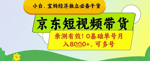 小白宝妈经济独立必备干货，京东短视频带货，亲测有效!0基础单号月入8k+，可多号【揭秘】-川川创富网